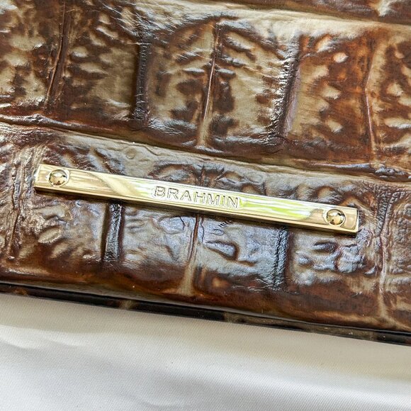 Brahmin Jody Espresso Orinoco Slim Leather Purse - Picture 3 of 9